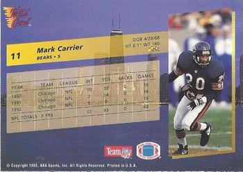 1993 Wild Card Superchrome #11 Mark Carrier Back
