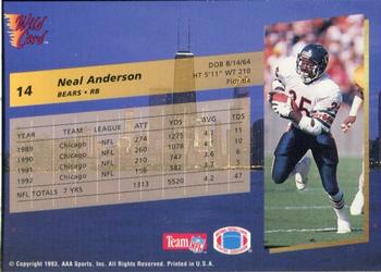 1993 Wild Card Superchrome #14 Neal Anderson Back