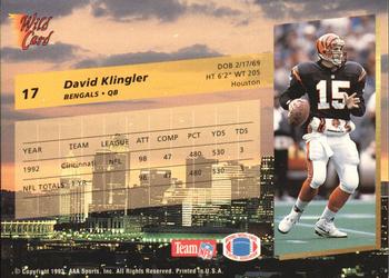 1993 Wild Card Superchrome #17 David Klingler Back