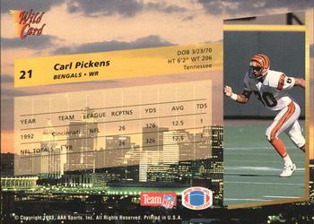 1993 Wild Card Superchrome #21 Carl Pickens Back