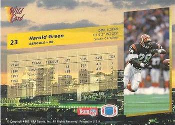1993 Wild Card Superchrome #23 Harold Green Back
