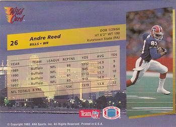 1993 Wild Card Superchrome #26 Andre Reed Back