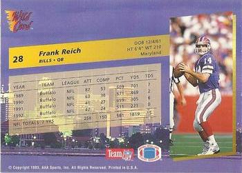 1993 Wild Card Superchrome #28 Frank Reich Back