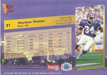 1993 Wild Card Superchrome #31 Thurman Thomas Back