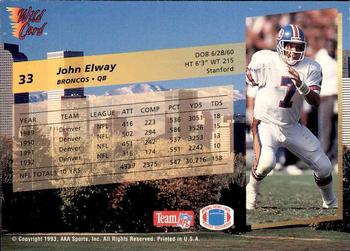 1993 Wild Card Superchrome #33 John Elway Back