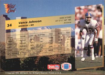 1993 Wild Card Superchrome #34 Vance Johnson Back