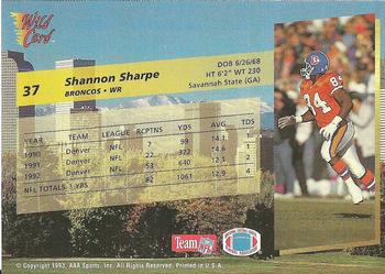 1993 Wild Card Superchrome #37 Shannon Sharpe Back