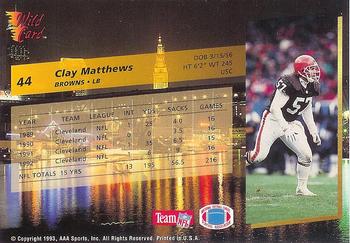 1993 Wild Card Superchrome #44 Clay Matthews Back