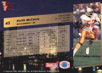 1993 Wild Card Superchrome #45 Keith McCants Back