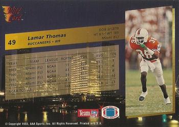 1993 Wild Card Superchrome #49 Lamar Thomas Back