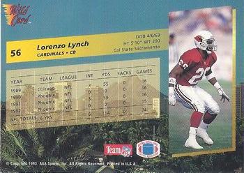 1993 Wild Card Superchrome #56 Lorenzo Lynch Back