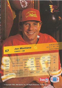 1993 Wild Card Superchrome #67 Joe Montana Back