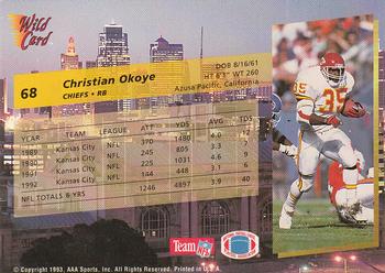 1993 Wild Card Superchrome #68 Christian Okoye Back