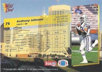 1993 Wild Card Superchrome #76 Anthony Johnson Back