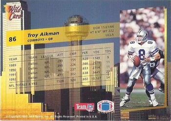 1993 Wild Card Superchrome #86 Troy Aikman Back
