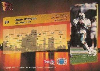 1993 Wild Card Superchrome #89 Mike Williams Back
