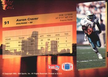 1993 Wild Card Superchrome #91 Aaron Craver Back