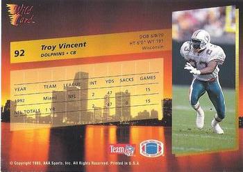 1993 Wild Card Superchrome #92 Troy Vincent Back