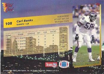 1993 Wild Card Superchrome #108 Carl Banks Back