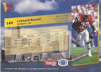 1993 Wild Card Superchrome #140 Leonard Russell Back