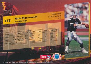 1993 Wild Card Superchrome #153 Todd Marinovich Back