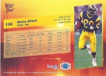 1993 Wild Card Superchrome #156 Henry Ellard Back