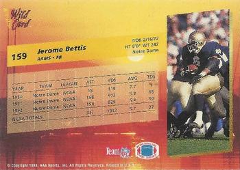1993 Wild Card Superchrome #159 Jerome Bettis Back