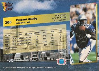 1993 Wild Card Superchrome #206 Vincent Brisby Back