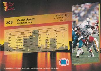 1993 Wild Card Superchrome #209 Keith Byars Back