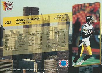 1993 Wild Card Superchrome #223 Andre Hastings Back