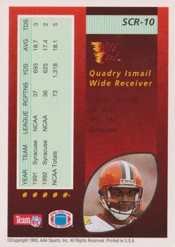 1993 Wild Card - Superchrome Red Hot Rookies #SCR-10 Qadry Ismail Back