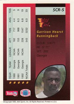 1993 Wild Card - Superchrome Red Hot Rookies #SCR-5 Garrison Hearst Back
