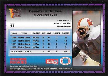 1993 Wild Card - Superchrome Rookies #11 Demetrius DuBose Back