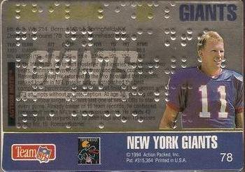 1994 Action Packed - Braille #78 Phil Simms Back