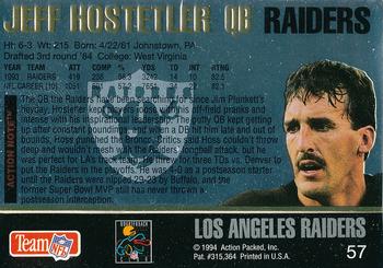 1994 Action Packed - Gold Signatures #57 Jeff Hostetler Back