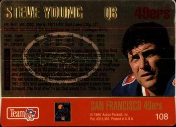 1994 Action Packed - Gold Signatures #108 Steve Young Back