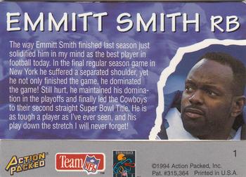 1994 Action Packed All-Madden #1 Emmitt Smith Back