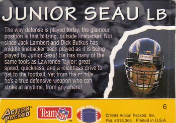 1994 Action Packed All-Madden #6 Junior Seau Back