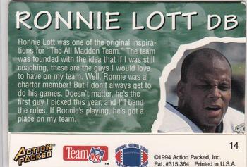 1994 Action Packed All-Madden #14 Ronnie Lott Back