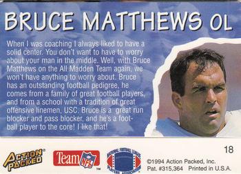1994 Action Packed All-Madden #18 Bruce Matthews Back
