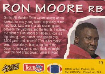 1994 Action Packed All-Madden #19 Ron Moore Back