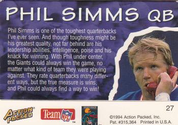 1994 Action Packed All-Madden #27 Phil Simms Back