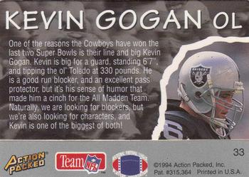 1994 Action Packed All-Madden #33 Kevin Gogan Back