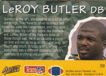 1994 Action Packed All-Madden #39 LeRoy Butler Back