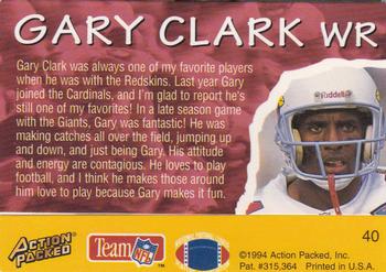 1994 Action Packed All-Madden #40 Gary Clark Back