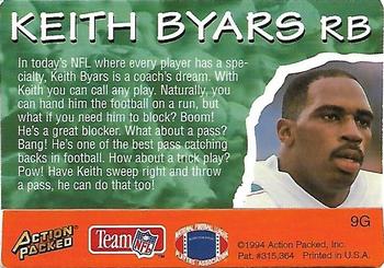 1994 Action Packed All-Madden 24K - Gold #9G Keith Byars Back