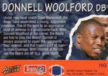 1994 Action Packed All-Madden 24K - Gold #15G Donnell Woolford Back