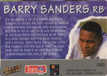 1994 Action Packed All-Madden 24K - Gold #25G Barry Sanders Back