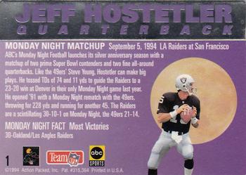 1994 Action Packed Monday Night Football #1 Jeff Hostetler Back