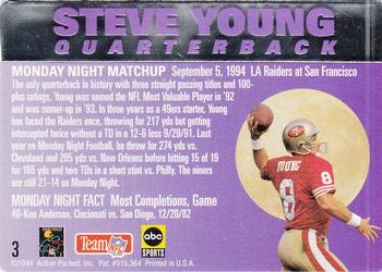 1994 Action Packed Monday Night Football #3 Steve Young Back